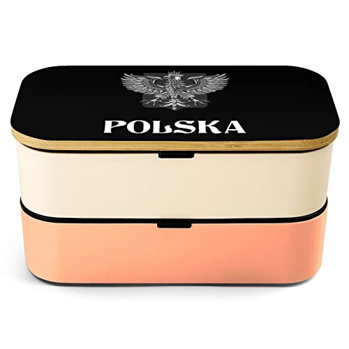 Poland Flag with Polish Eagle Bento Lunch Box Leak-Proof Bento Box Food Containers with 2 Compartments for Offce Work Picnic Yellow-Style