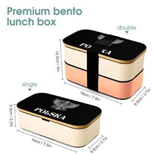 Poland Flag with Polish Eagle Bento Lunch Box Leak-Proof Bento Box Food Containers with 2 Compartments for Offce Work Picnic Yellow-Style