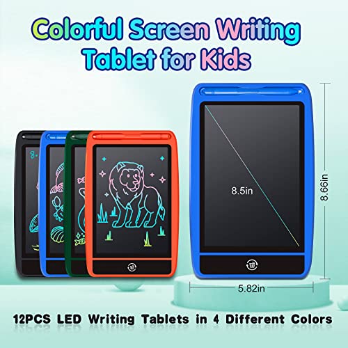 AOLDHYY 12 Pack LCD Writing Tablet for Kids 3 Years Old and up, 8.5 Inch Colorful Digital Drawing Pad LCD Doodle & Scribbler Boards Sketch Tablet Electronic Notepad Learning Pad for 3 4 5 6 Year Old Boys