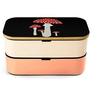 mushrooms red art bento lunch box leak-proof bento box food containers with 2 compartments for offce work picnic yellow-style