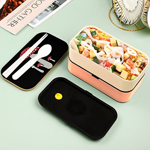 Mushrooms Red Art Bento Lunch Box Leak-Proof Bento Box Food Containers with 2 Compartments for Offce Work Picnic Yellow-Style