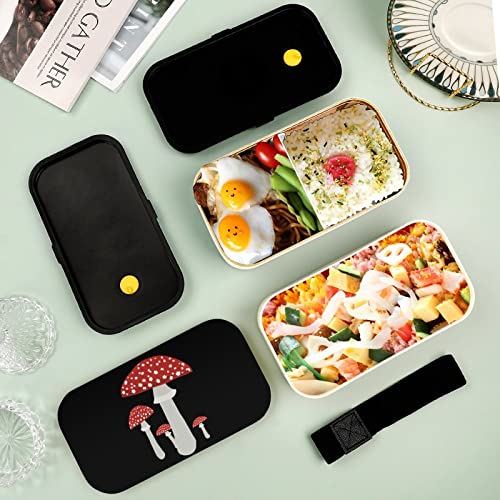 Mushrooms Red Art Bento Lunch Box Leak-Proof Bento Box Food Containers with 2 Compartments for Offce Work Picnic Yellow-Style