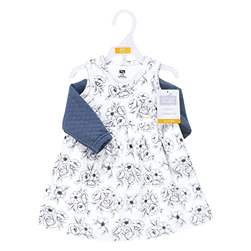 Hudson Baby Baby Girls' Quilted Cardigan and Dress, Blue Toile, 9-12 Months