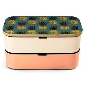 pineapples bento lunch box leak-proof bento box food containers with 2 compartments for offce work picnic yellow-style