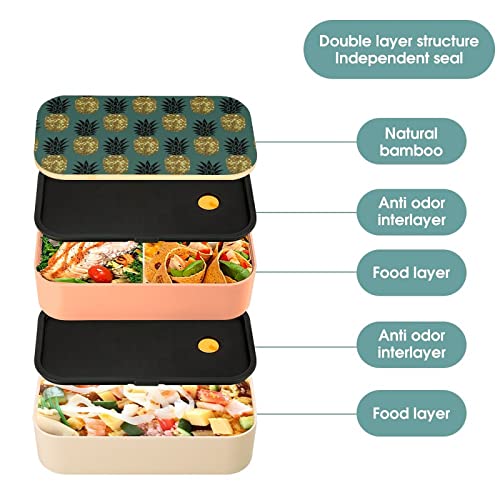 Pineapples Bento Lunch Box Leak-Proof Bento Box Food Containers with 2 Compartments for Offce Work Picnic Yellow-Style