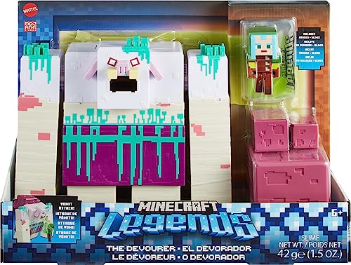 Mattel Minecraft Legends Action Figure, Devourer With Slime Attack Action & Accessory, Collectible Toy, 3.25-Inch