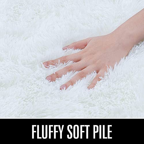 HOMORE Luxury Fluffy Area Rug Modern Shag Rugs for Bedroom Living Room, Super Soft and Comfy Carpet, Cute Carpets for Kids Nursery Girls Home, 5x7 Feet Cream White