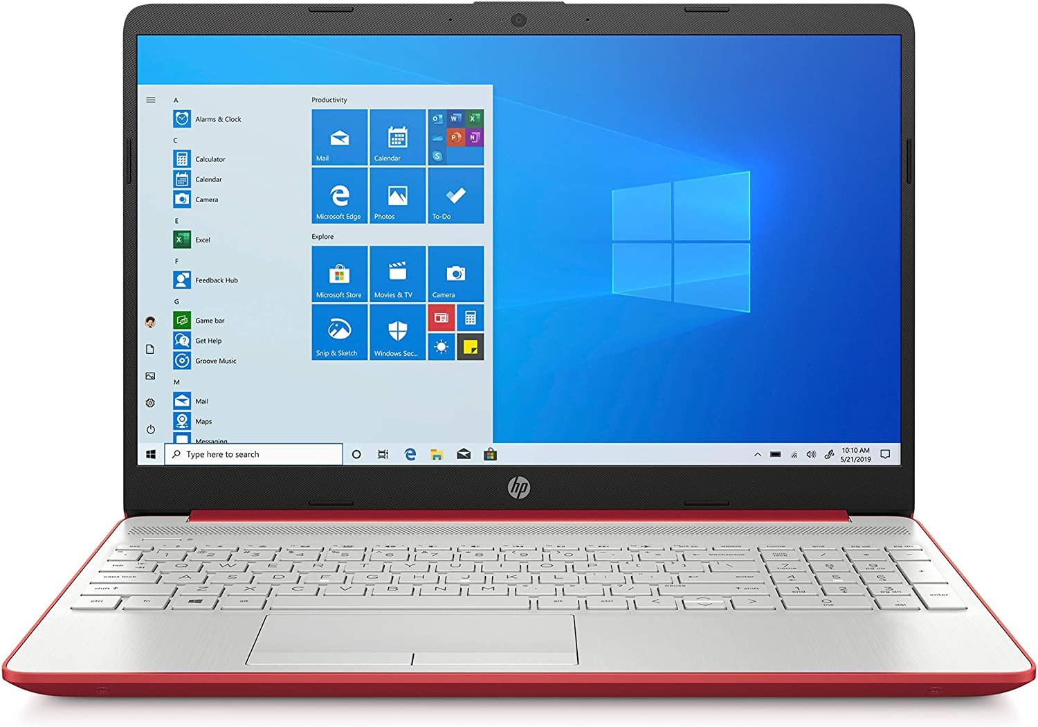 HP 15.6in Laptop (Intel Pentium Quad-Core N5000, 4GB RAM, 256GB SSD, HDMI, WiFi, Bluetooth, HD Webcam, Windows 10 S) (Renewed) Red