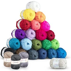 Acrylic Yarn Skeins 12 x 50g - 1200 Yards - Yarn for Crocheting - Soft Crochet Yarn for Knitting and Crafts - Multicolored Crochet Craft Yarn for Adults and Kids - 12 Pack