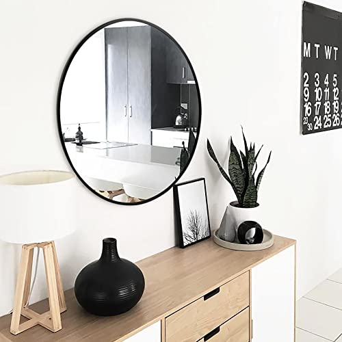 Fabuday Black Circle Mirror for Wall 20 inch - Round Mirror for Bathroom, Entryway, Living Room, Hallway, Bedroom Decor, Matte Frame Mirror