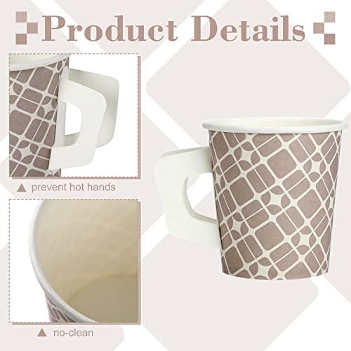 100 Pack Disposable Espresso Cups with Wide Comfort Handles, 4 oz Espresso Paper Cups Party Disposable Cups for Coffee, Tea, Cocoa, Juice, Milk