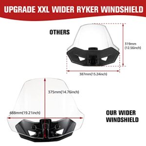 A & UTV PRO Adventure Wider Windshield for Can Am Ryker All Models Accessories, Upgrade XXL Adjustable Hard Coated Windscreen Wind Deflector, Replace OEM #219401032