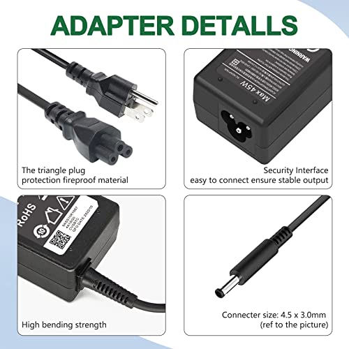 45W Charger for Dell Laptop Charger,AC Adapter for Dell Inspiron 15 3000 5000 Series 15-3552 3555 3558 3565 3567 5551 5552 5555 5558 5559 Laptop Power Supply Cord