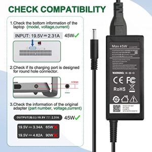 45W Charger for Dell Laptop Charger,AC Adapter for Dell Inspiron 15 3000 5000 Series 15-3552 3555 3558 3565 3567 5551 5552 5555 5558 5559 Laptop Power Supply Cord