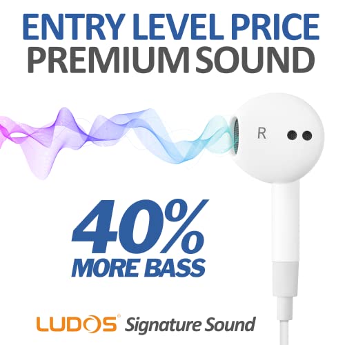 LUDOS FEROX Wired Earbuds in-Ear Headphones, 5 Year Warranty, Earphones with Microphone, Noise Isolation Corded for 3.5mm Jack Ear Buds for iPhone, Samsung, Computer, Laptop, Kids, School Students