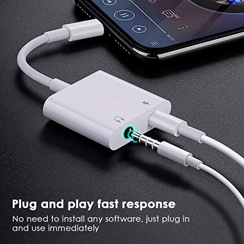 [Apple MFi Certified] iPhone Headphones Adapter, 2 Pack Lightning to 3.5mm Headphone/Earphone Aux Audio + Charge Jack Adapter Dongle Splitter Compatible with iPhone 14 13 12 11 XS XR X 8 7 6 iPad