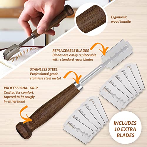 Round Bread Banneton Proofing Basket - 9 Inch Baskets and Bread Bakers Lame Slashing Tool - Dough Making Slasher Tools Baking Sourdough Bread Starter