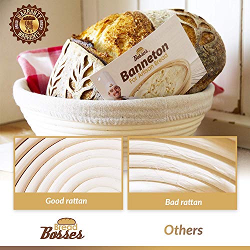 Round Bread Banneton Proofing Basket - 9 Inch Baskets and Bread Bakers Lame Slashing Tool - Dough Making Slasher Tools Baking Sourdough Bread Starter