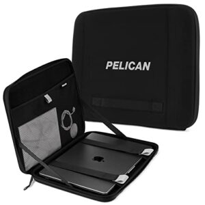 pelican adventurer - laptop bag/sleeve 16 inch - [elastic carrying handle] [secure zip lock] water resistant & heavy duty case for macbook pro 13 / air m2, hp, dell, lenovo, sony, asus -black