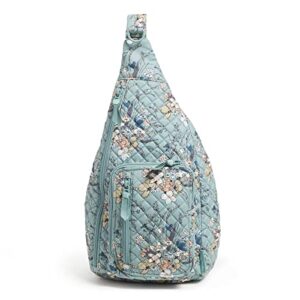 vera bradley women's cotton sling backpack, sunlit garden sage - recycled cotton, one size