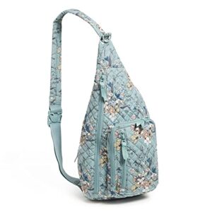 Vera Bradley Women's Cotton Sling Backpack, Sunlit Garden Sage - Recycled Cotton, One Size