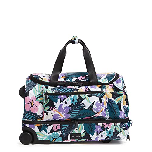 Vera Bradley Women's Recycled Ripstop Foldable Rolling Duffel Bag, Island Floral, One Size