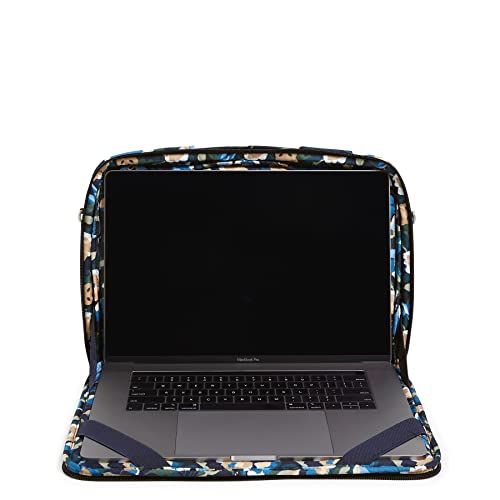 Vera Bradley Women's Performance Twill Laptop Crossbody Workstation, Immersed Blooms, One Size