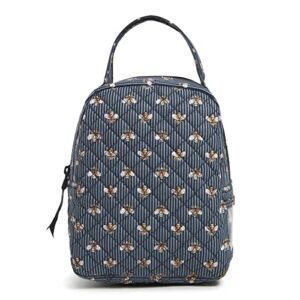 vera bradley women's cotton lunch bunch lunch bag, bees navy - recycled cotton, one size