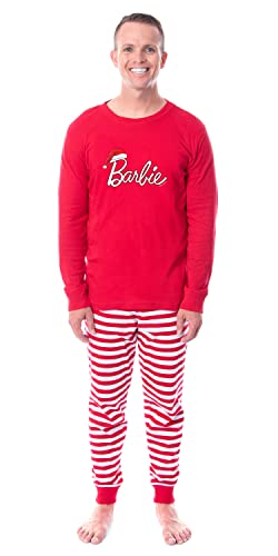 INTIMO Barbie Family Christmas Logo Santa Unisex Sleep 2 Piece Pajama Set (Adult, Small)