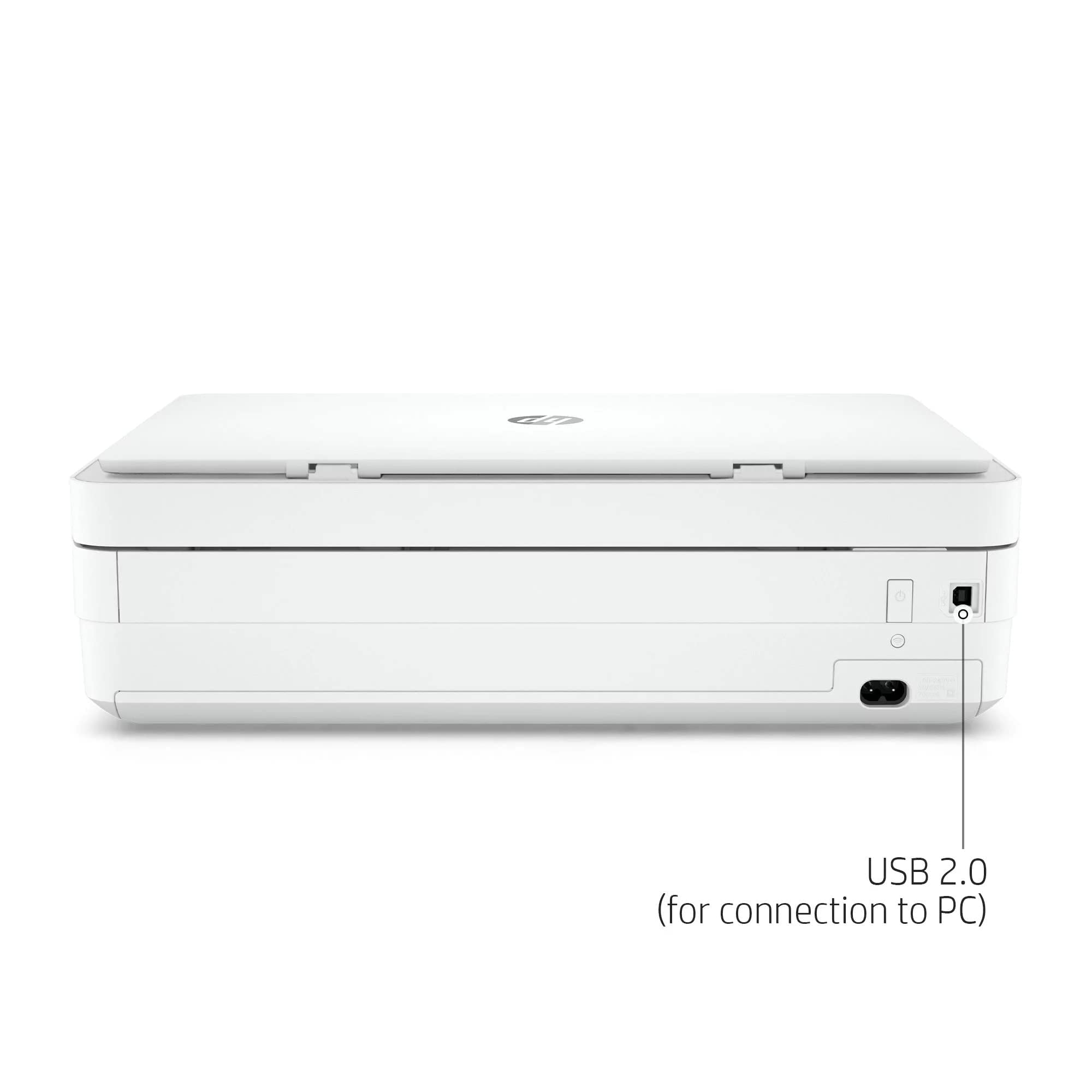 HP Envy 6052e All-in-One Wireless Color Inkjet Printer, Print Copy Scan, 2-Sided Printing, WiFi USB Bluetooth Connectivity, Instant Ink Ready, White (Renewed)