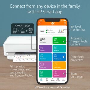 HP Envy 6052e All-in-One Wireless Color Inkjet Printer, Print Copy Scan, 2-Sided Printing, WiFi USB Bluetooth Connectivity, Instant Ink Ready, White (Renewed)