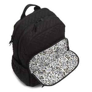 Vera Bradley Women's Cotton Campus Backpack, Black - Recycled Cotton, One Size