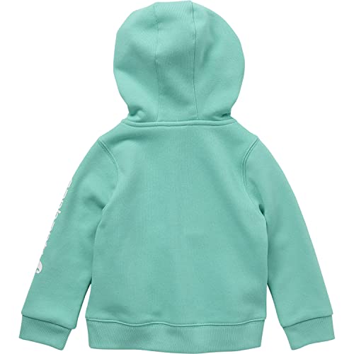 Carhartt Girls' Toddler Long-Sleeve Half-Zip Hooded Sweatshirt, Cockatoo, 3T