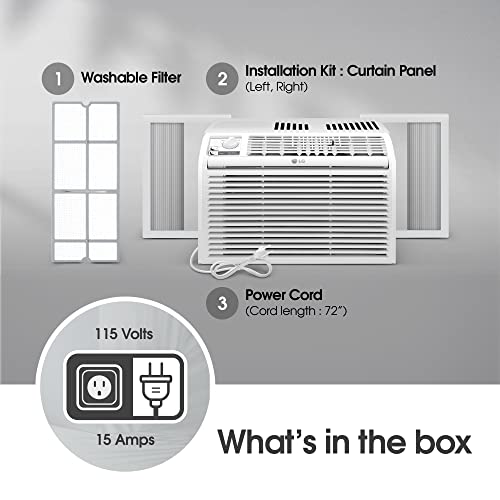 LG 5000 BTU Window Air Conditioners [2023 New] Easy Mechanical Control Ultra-Quite Compact-size Cools Washable Filter 150 Sq.Ft. for Small Room AC Unit Easy Installation White LW5023