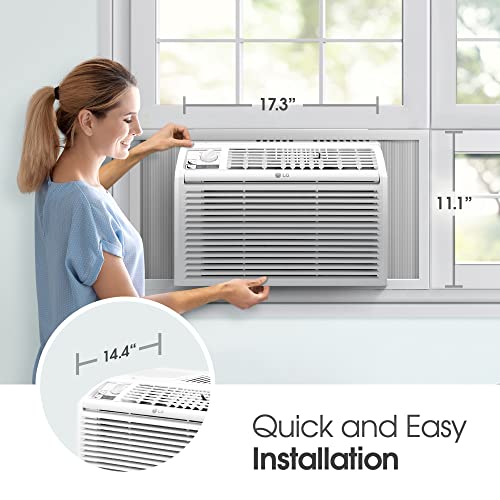 LG 5000 BTU Window Air Conditioners [2023 New] Easy Mechanical Control Ultra-Quite Compact-size Cools Washable Filter 150 Sq.Ft. for Small Room AC Unit Easy Installation White LW5023