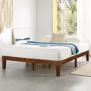 mellow naturalista classic 12 inch solid wood platform bed with wooden slats, cal king, espresso