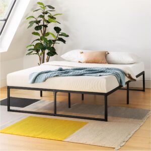 mellow myla 14 inch metal platform bed frame with steel slats, full