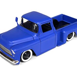 MiJo Exclusives Jada Toys 1:24 1955 Chevrolet Stepside Truck - Matte Blue - Just Trucks - 34295