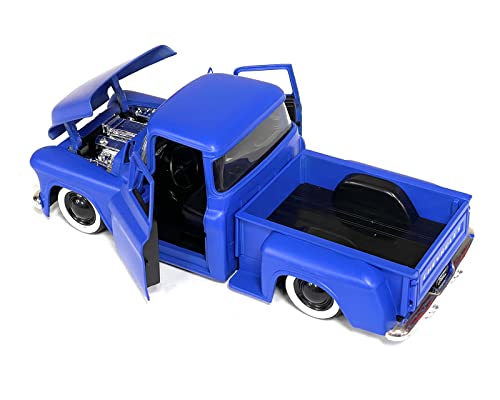 MiJo Exclusives Jada Toys 1:24 1955 Chevrolet Stepside Truck - Matte Blue - Just Trucks - 34295