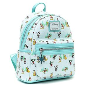 Loungefly Disney Classics, Disney Holiday Sensational Six Mini Backpack, Mickey Mouse Minnie Donald Daisy Goofy Pluto