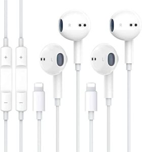 2 pack wired earphones for iphone,headphones,in-ear stereo noise isolating earbuds, microphone and volume control compatible with iphone 14/14 pro/13/13 pro/12/12 pro/se/11/11 pro max/xs max/x/xr/8/7