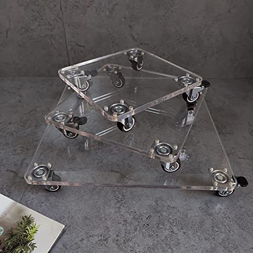 MEDCOK Clear Rolling Plant Stand with Wheels, Heavy Duty Acrylic Planter Caddy On Lockable Casters, Transparent Flower Pot Roller Base for Indoor Outdoor (Color : Square, Size : 8")