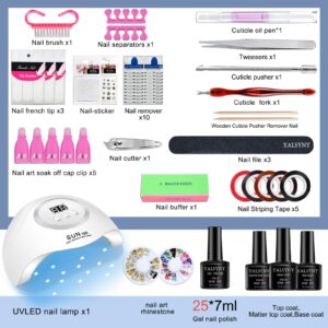 YALSYNY Gel nail polish set,uv led nail lamp,nail tool kit,No Wipe Beautiful Colors Base Top Coat