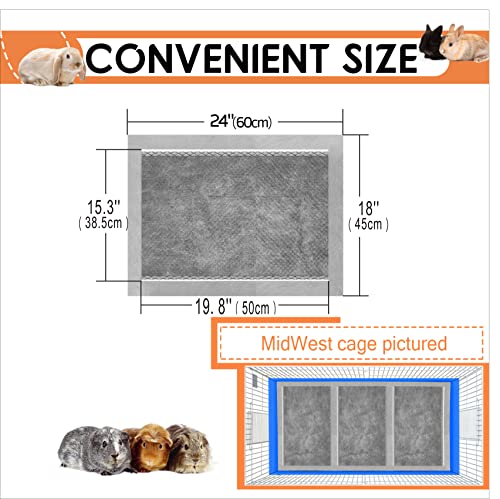 GINIDEAR Disposable Guinea Pig Cage Liners, Charcoal Odor Controlling Absorbent Waterproof Bedding for Rabbits, Bunnies, Chinchillas, Puppies and Other Small Animals .18"x24",24 Count