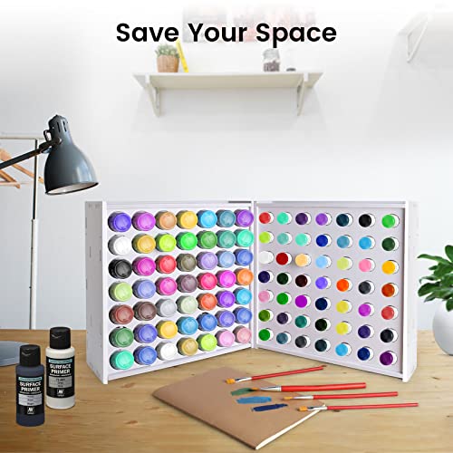 YUIONNAY Craft Paint Storage-Paint Rack Organizer with 49 Holes for Miniature Paint Set - Wall-Mounted Craft Paint Storage Rack - 2oz Craft Paint Holder for Apple Barrel, Folkart