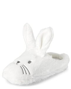 the children's place slipper, white bunny, 12 us unisex big kid
