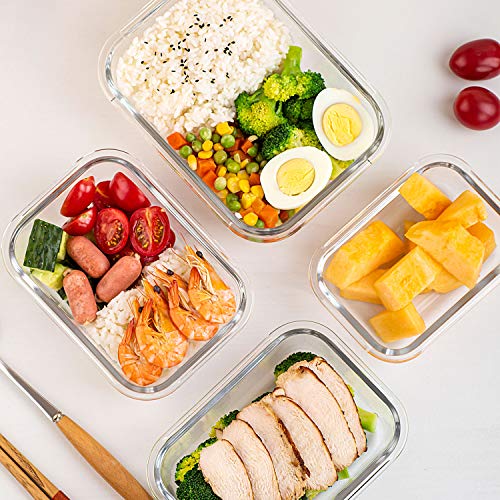 UMEIED 10 Pack Glass Food Storage Containers with Lids Leakproof, Airtight Glass Meal Prep Containers For Lunch, On The Go, Leftover, Dishwasher Safe