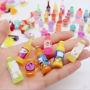 150 Pieces Miniature Food Drink Bottles Soda Pop Cans Pretend Play Kitchen Game Party Accessories Toy Hamburger Cake Ice Cream Tableware for 1/12 Doll House