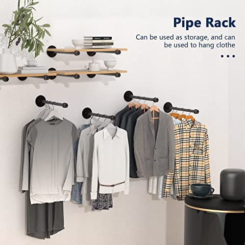 Omsaca 4 Pcs 12 Inch Industrial Pipe Clothes Racks, Floating Shelf Bracket, Wall Mount Closet Rod For Hanging Clothes, Small Garment Rack For Indoor And Boutique Store Clothing Display-Pipe Cap