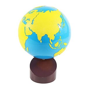 gudong montessori geography materials globe of world parts/ continents preschool early educational equipment kids culture learning toys know world globe (yellow)